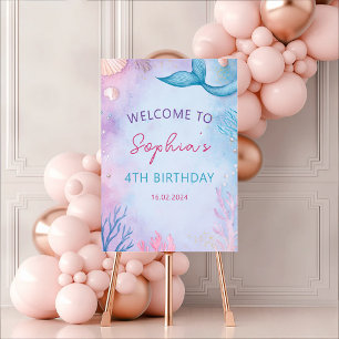 Poster Sirène Sous La Mer Aquarelle Bienvenue Anniversair