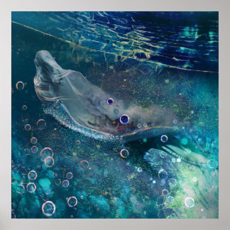 Poster Sirène sous-marine Indigo Mystique