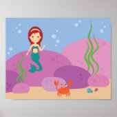 Poster sirène sous-marine océan dessin animé chambre enfa (Devant)