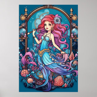Poster Sirène Steampunk pour filles ou garçons sur un mur