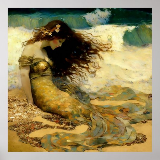 Poster Sirène sur les sables dorés (Devant)