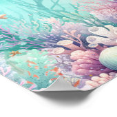 Poster Sirène turquoise et violette 1er anniversaire bien (Coin)