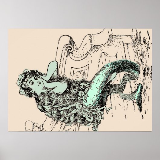 Poster Sirène Vintage Pastel Mint (Devant)