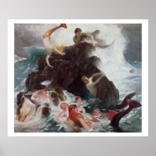 Poster Sirènes au jeu, 1886 (huile sur la toile)