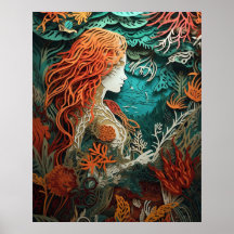 Sirènes avec coupé en papier à effet 3D
