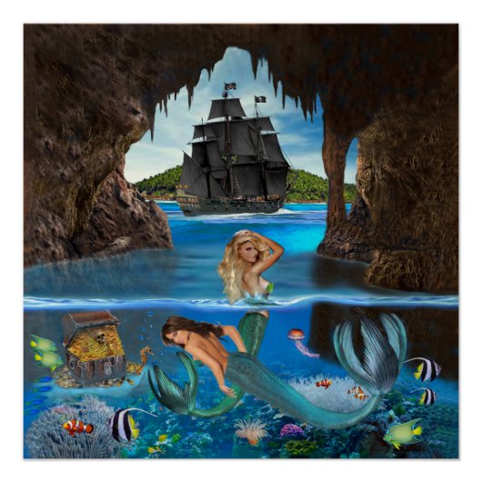 POSTER SIRÈNES DE LA GROTTE PIRATE (Devant)