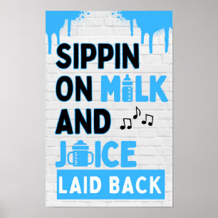 Poster Sirop de Lait et Jus Hip Hop Noir et Bleu