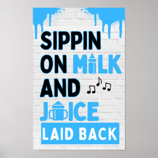 Poster Sirop de Lait et Jus Hip Hop Noir et Bleu