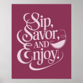 Poster Siroter, Savourer, Déguster Du Vin (Devant)