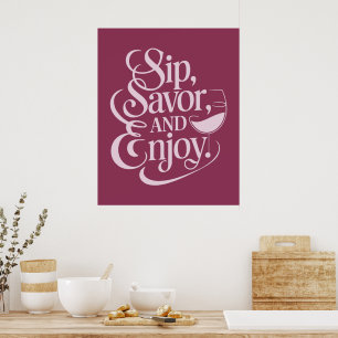 Poster Siroter, Savourer, Déguster Du Vin