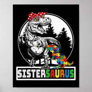 Poster Sistersaurus T Rex Dinosaure Soeur Saurus Autisme