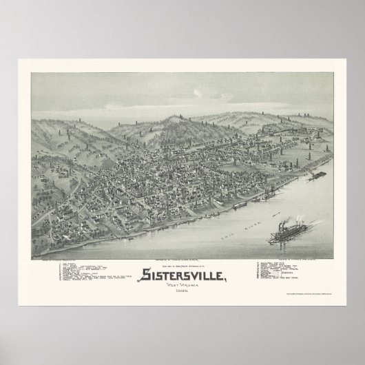 Poster Sistersville, WV Carte panoramique - 1896 (Devant)