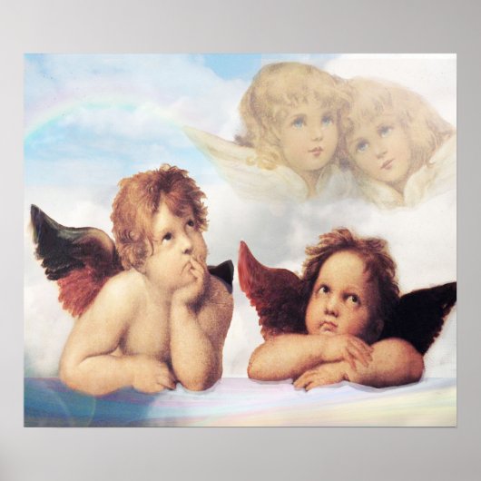 Poster Sistine Madonna 2 Anges par Raphael (Devant)