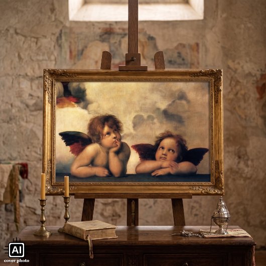 Poster Sistine Madonna Angels par Raphael Sanzio