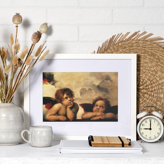 Poster Sistine Madonna Angels par Raphael Sanzio