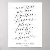 Poster Sit Wherever Script Reception Seating Sign (Devant)