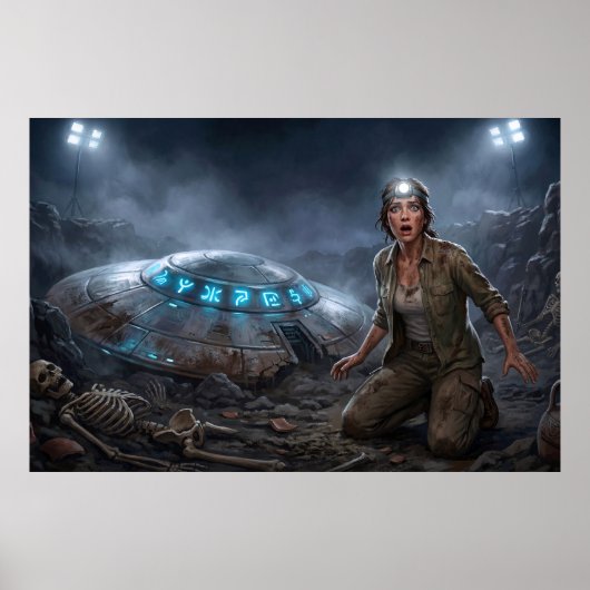 Poster Site de Fouille d'Archéologue Alien UFO Paranormal (Devant)