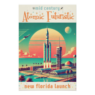 Poster Site de lancement New Florida Futuriste Atomique