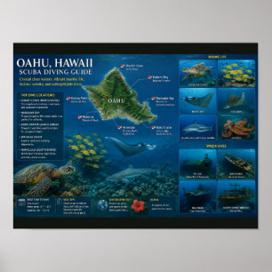 Poster Sites de plongée à Hawaï