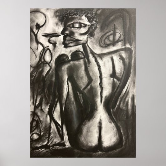Poster sitting charcoal artwork (Devant)