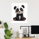 Poster Sitting Panda Bear Cartoon Illustration Art (Bureau à domicile)
