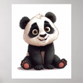 Poster Sitting Panda Bear Cartoon Illustration Artwork (Devant)