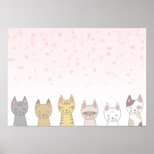 Poster Six chats adorables. (Devant)