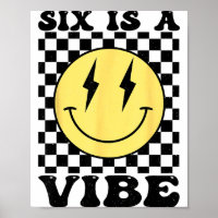 Six est une ambiance visage sourire rétro 6 ans an