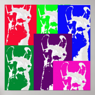 Poster Six lamas multicolores.
