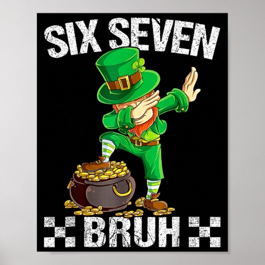 Poster Six Seven 67 Bruh Dabbing Leprechaun Saint-Patrick (Devant)