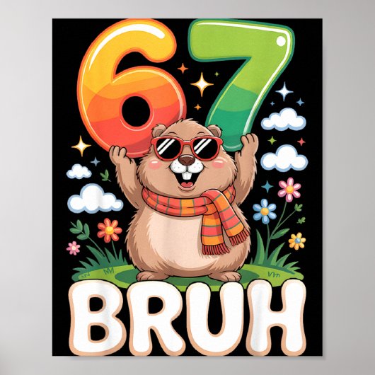 Poster Six Seven 67 Bruh Groundhog Drôle 6 7 Meme Garçons (Devant)