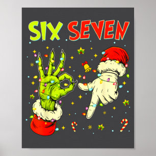 Poster Six Seven 67 Drôle de signe de la main Noël Meme