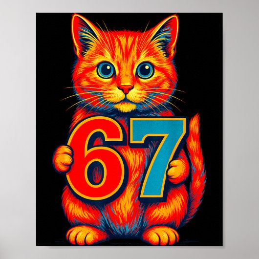 Poster Six Seven 67 Meme 6 7 Cat Youth Boy Girl (Devant)