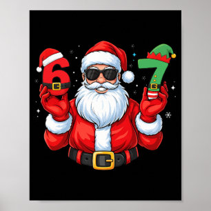 Poster Six Seven 67 Mème 6 7 Elfe Santa Noël Pyjama