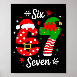 Poster Six Seven 67 Mème 6 7 Santa Noël Pyjama Enfants