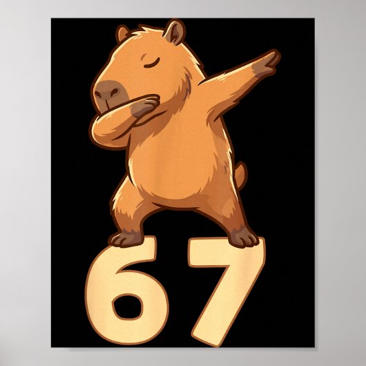 Poster Six Seven 67 Meme Capybara Funny 67 Capybara For K (Devant)