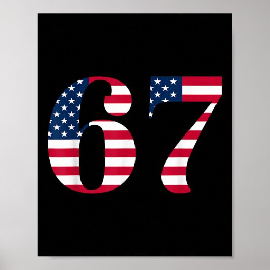 Poster Six Seven 67 Mème Drôle de Drapeau Américain Hallo (Devant)