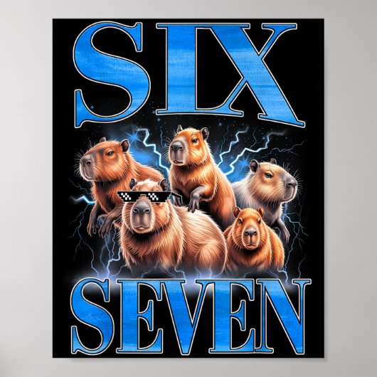 Poster Six Seven 67 Meme Funny Capybara Bootleg Graphic  (Devant)