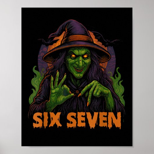 Poster Six Seven 67 Mème Halloween Sorcière 6 7 (Devant)