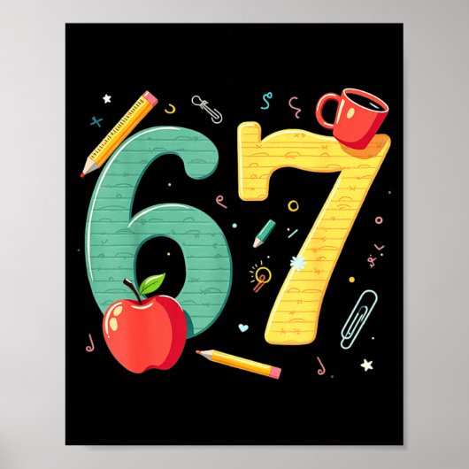 Poster Six Seven 67 professeur d'école ambiance mème (Devant)