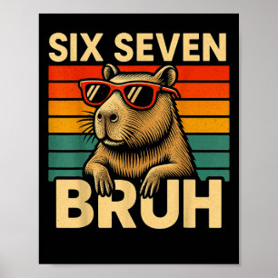 Poster Six Seven Bruh Capybara Rétro Vintage Drôle 67 Mem