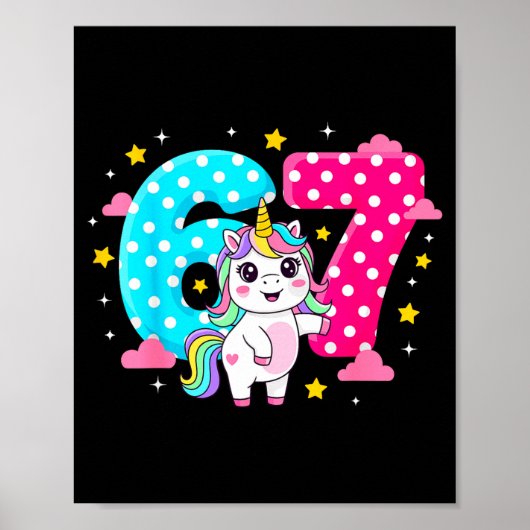 Poster Six Seven Bruh Dabbing Licorne 6 7 Mème 7e Anniver (Devant)