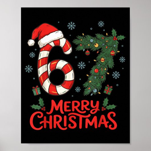 Poster Six Seven Drôle 6 7 Meme Noël (Devant)