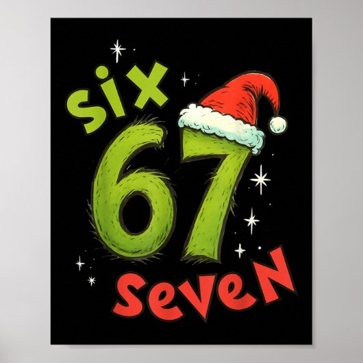 Poster Six Seven Drôle de Noël Meme Vert Rouge Vacances  (Devant)