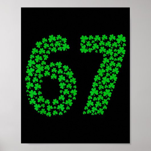 Poster Six Seven Meme 67 St Patrick's Day Shamrocks Men W (Devant)