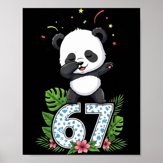 Poster Six Seven Meme Dabbing Baby Panda 67 Funny Gen Z A (Devant)
