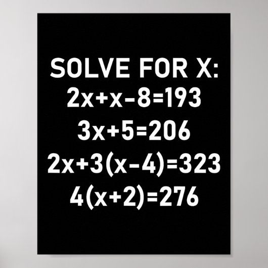 Poster Six Seven Meme Math Algebra Pun Solve For X 67 Bra (Devant)