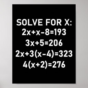 Poster Six Seven Mème Math Algèbre Blague Résoudre Pour X