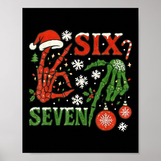 Poster Six Seven Meme Noël 6-7 Noël Squelette Ha (Devant)