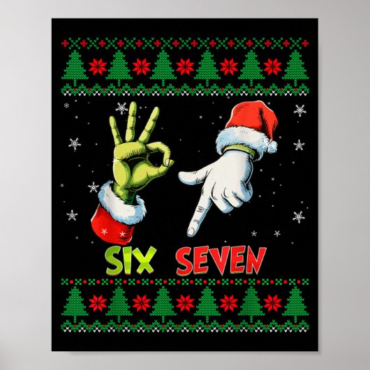 Poster Six Seven Skeleton Meme Christmas Ugly Sweater 67  (Devant)